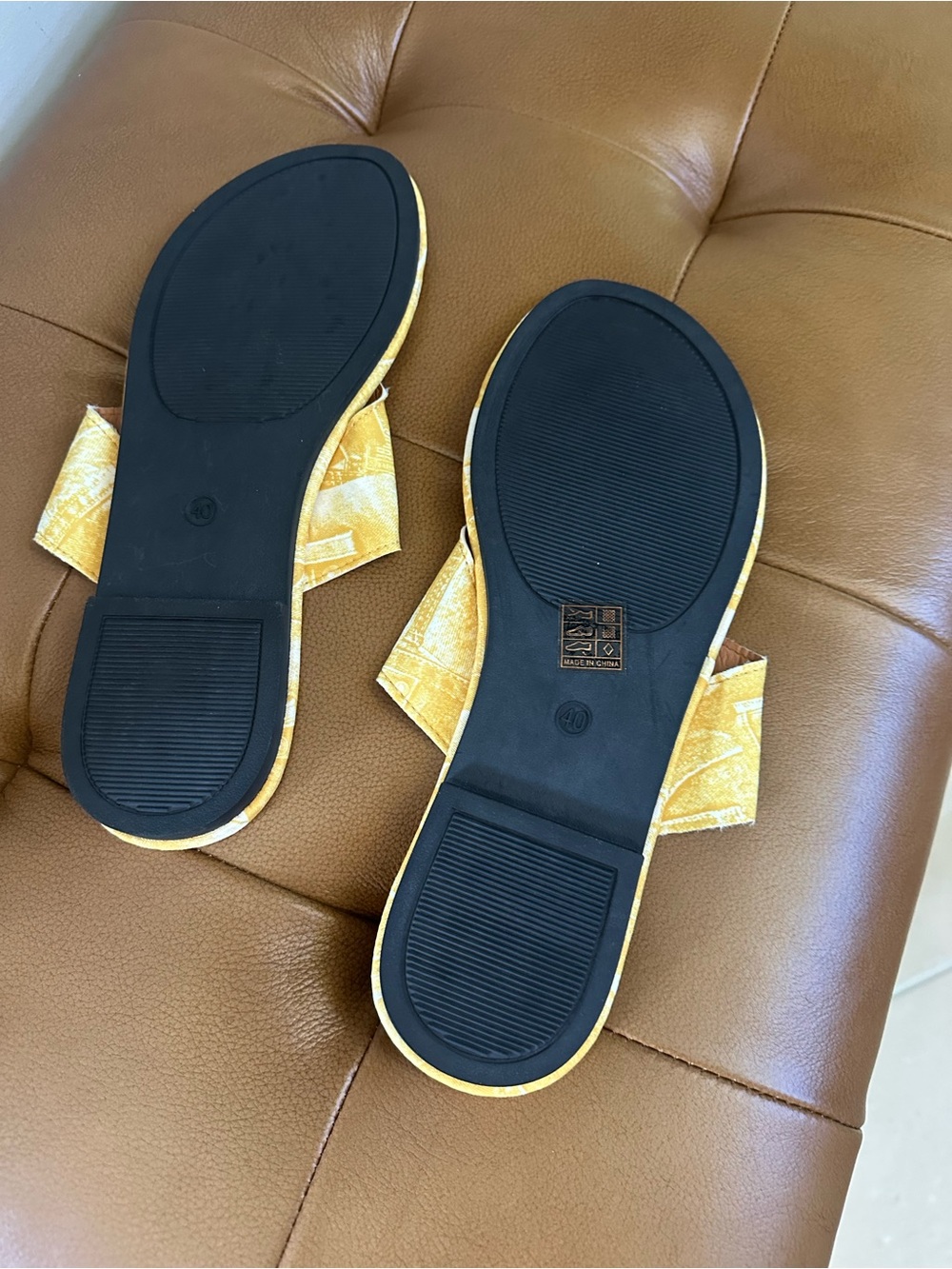 Yellow Patterned Slide Sandals - Picture 6 of 6